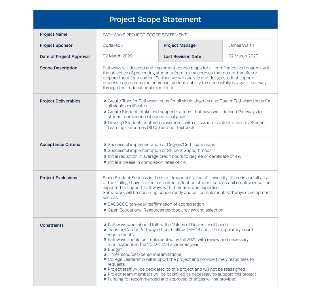 project scope example